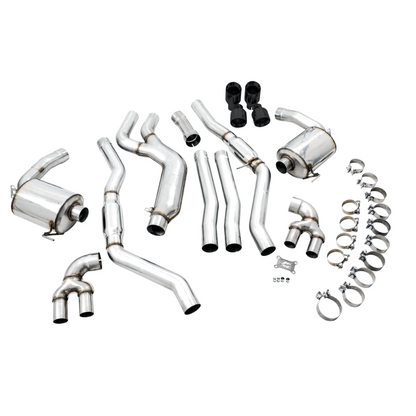 AWE Tuning 2019+ BMW M340i (G20) Resonated Touring Edition Exhaust - Quad Diamond Black Tips