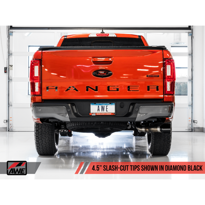 AWE Tuning 2019+ Ford Ranger 0FG Performance Exhaust System w/Diamond Black Tips & Rock Guard