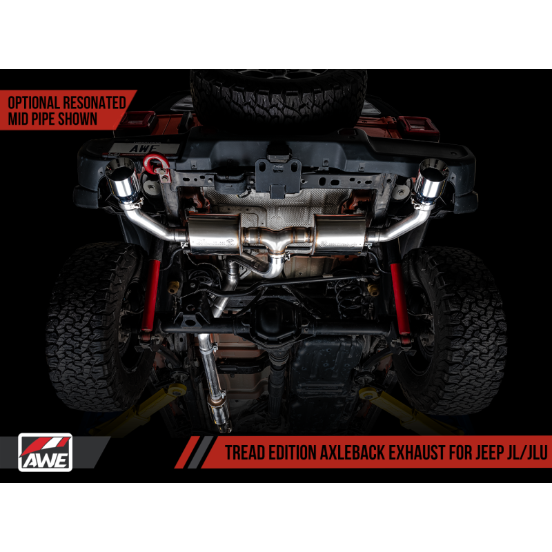 AWE Tuning 2018+ Jeep Wrangler JL/JLU Tread Edition Axle-Back Dual Exhaust - Chrome Silver Tips