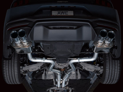 AWE 2024 Ford Mustang GT Fastback S650 RWD SwitchPath Cat-Back Exhaust w/ Quad Chrome Silver Tips