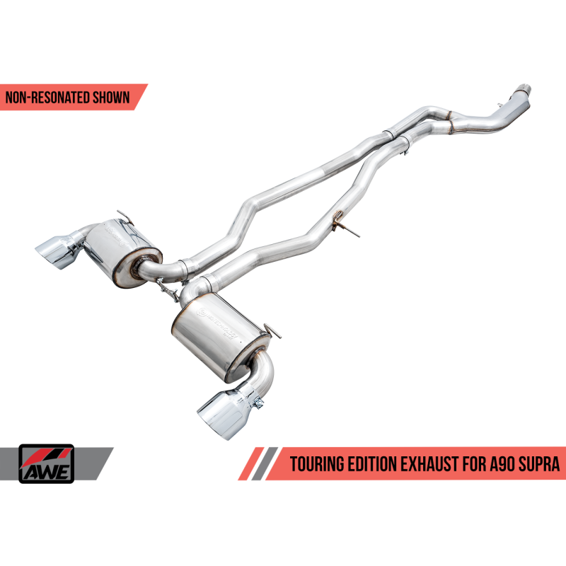 AWE Tuning 2020+ Toyota Supra A90 Non-Resonated Touring Edition Exhaust - 5in Chrome Silver Tips