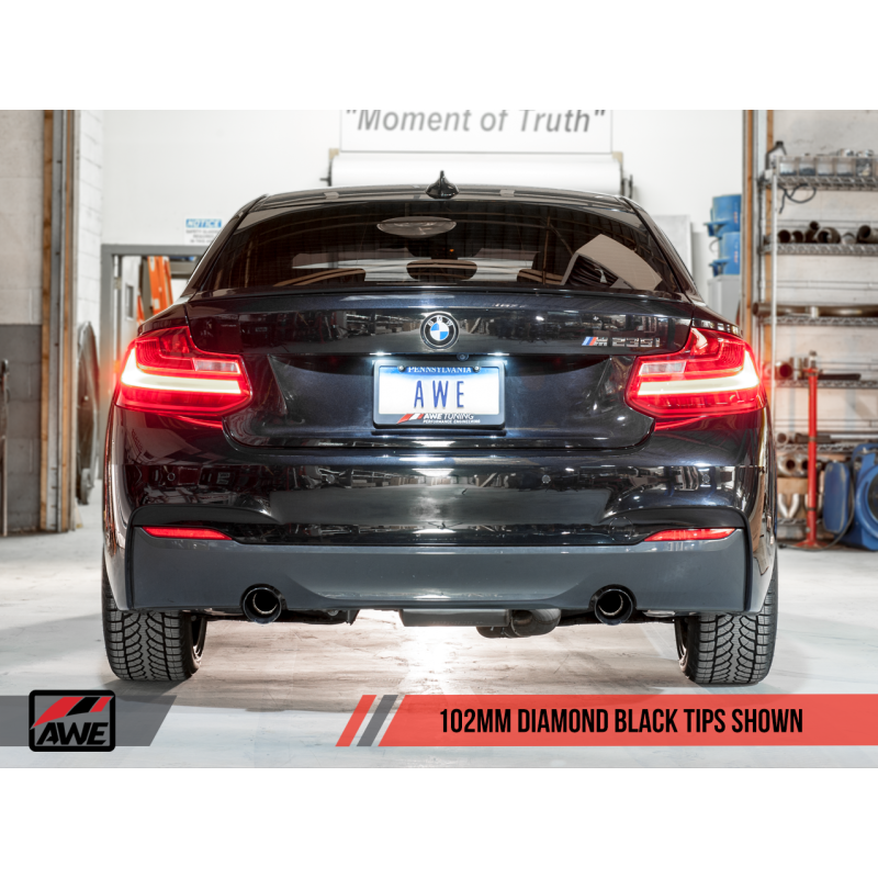 AWE Tuning BMW F22 M235i / M240i Touring Edition Axle-Back Exhaust - Diamond Black Tips (102mm)