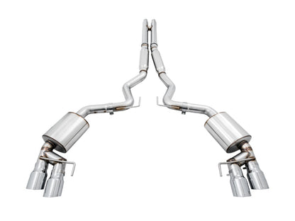 AWE Tuning 2018+ Ford Mustang GT (S550) Cat-Back Exhaust - Touring Edition (Quad Chrome Silver Tips)