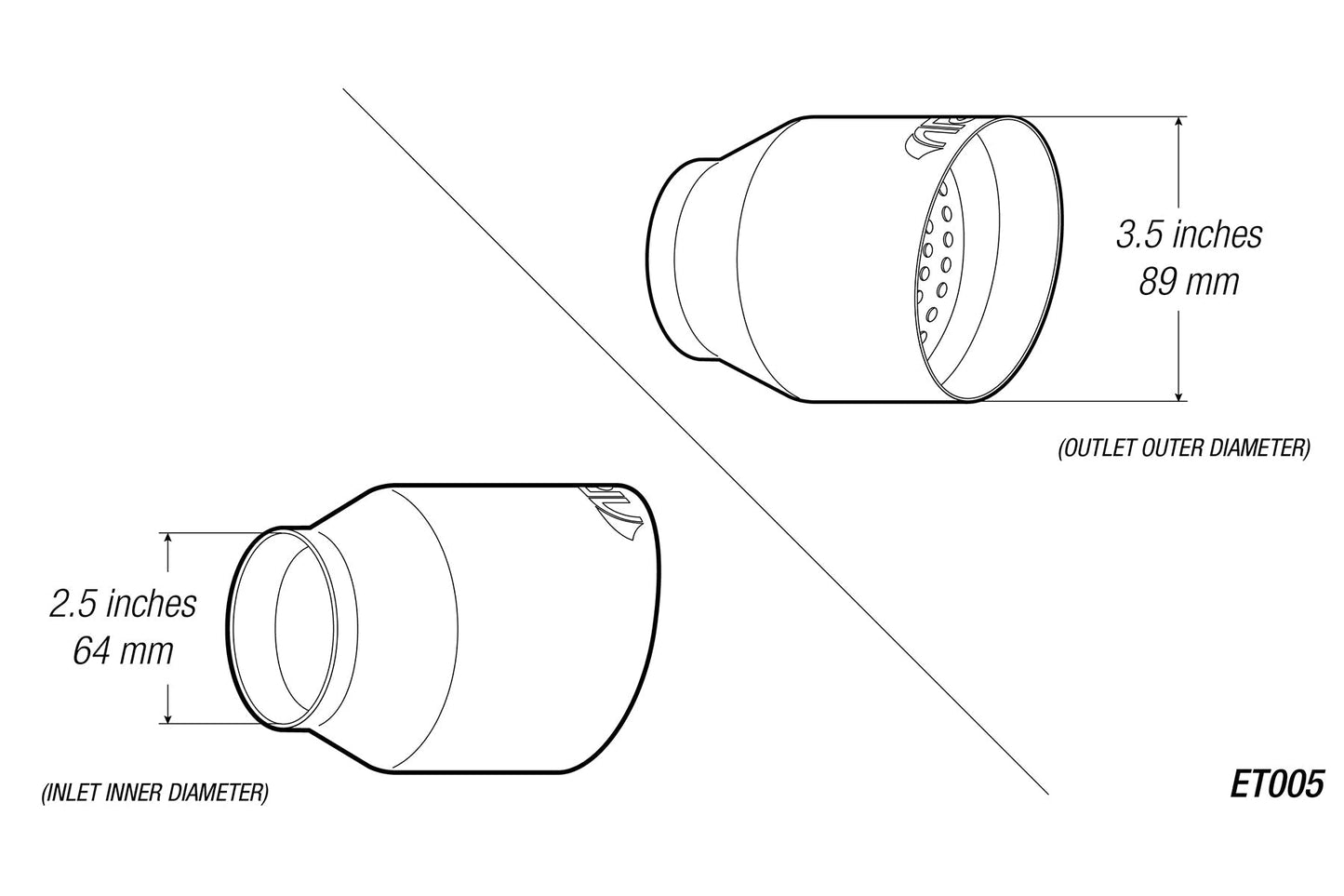 3.5" Universal Exhaust Tip ET005 (Burnt/Polish)-Motor Vehicle Exhaust-ARK Performance