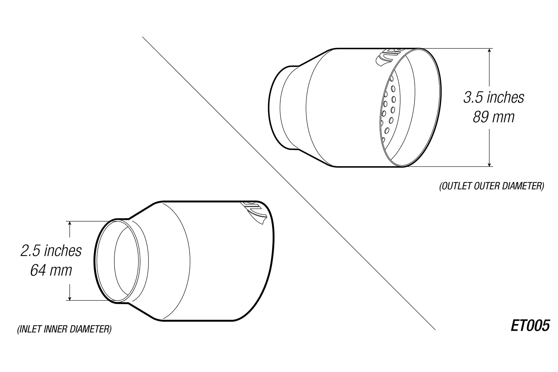 3.5" Universal Exhaust Tip ET005 (Burnt/Polish)-Motor Vehicle Exhaust-ARK Performance