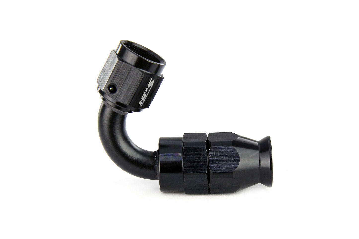 HPS Performance Black Aluminum 120 Degree Compression Teflon Hose End to AN Female for Stainless Steel Reinforced PTFE Hose