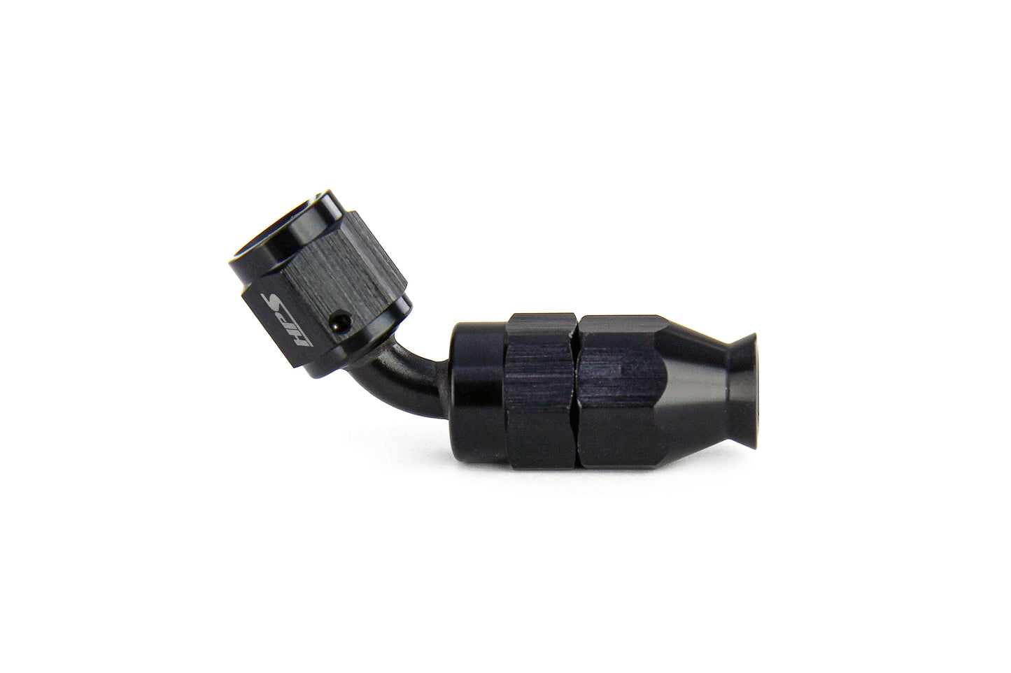 HPS Performance Black Aluminum 45 Degree Compression Teflon Hose End to AN Female for Stainless Steel Reinforced PTFE Hose