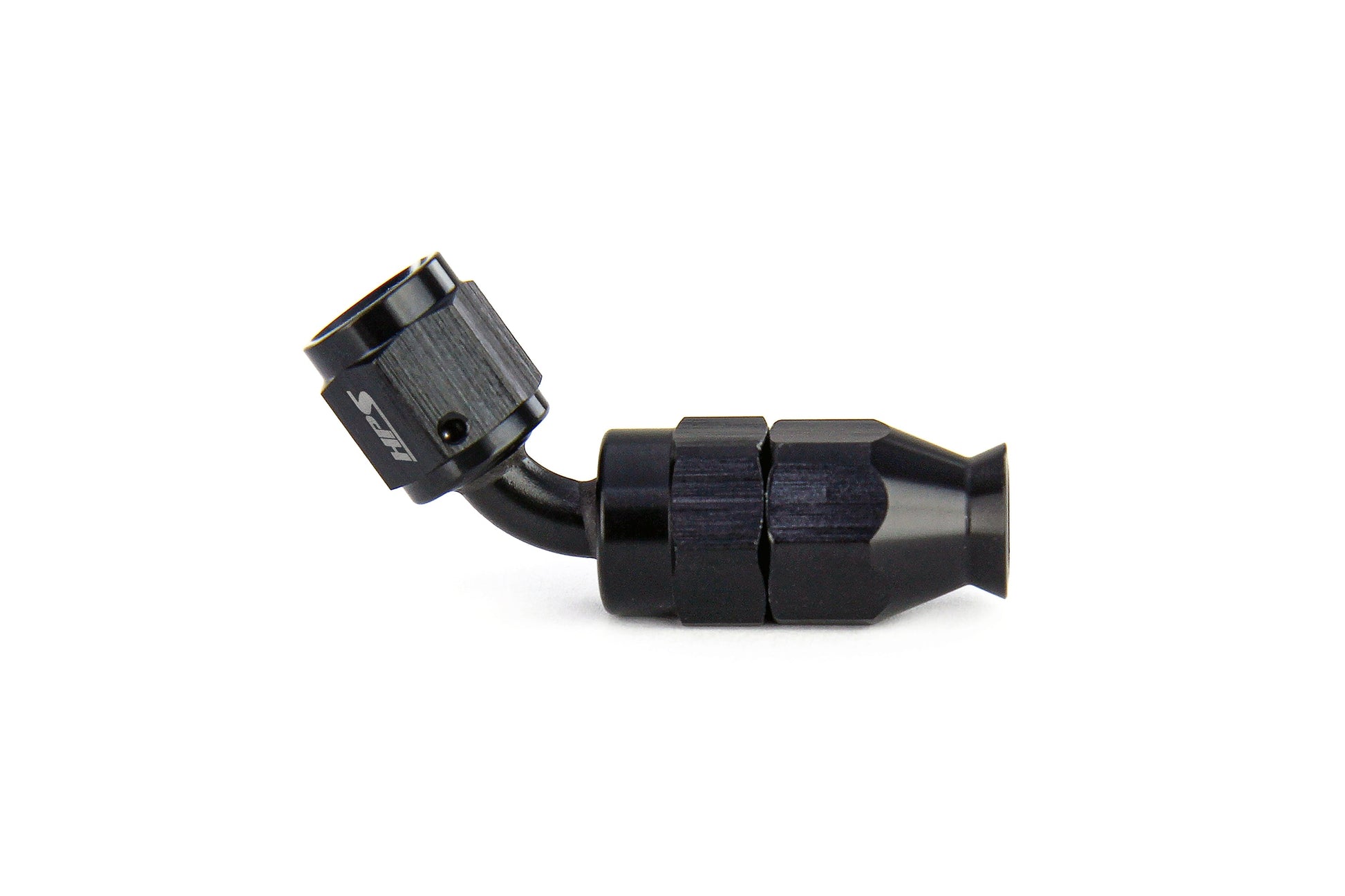 HPS Performance Black Aluminum 45 Degree Compression Teflon Hose End to AN Female for Stainless Steel Reinforced PTFE Hose