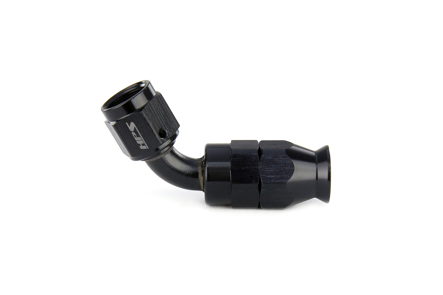 HPS Performance Black Aluminum 60 Degree Compression Teflon Hose End to AN Female for Stainless Steel Reinforced PTFE Hose