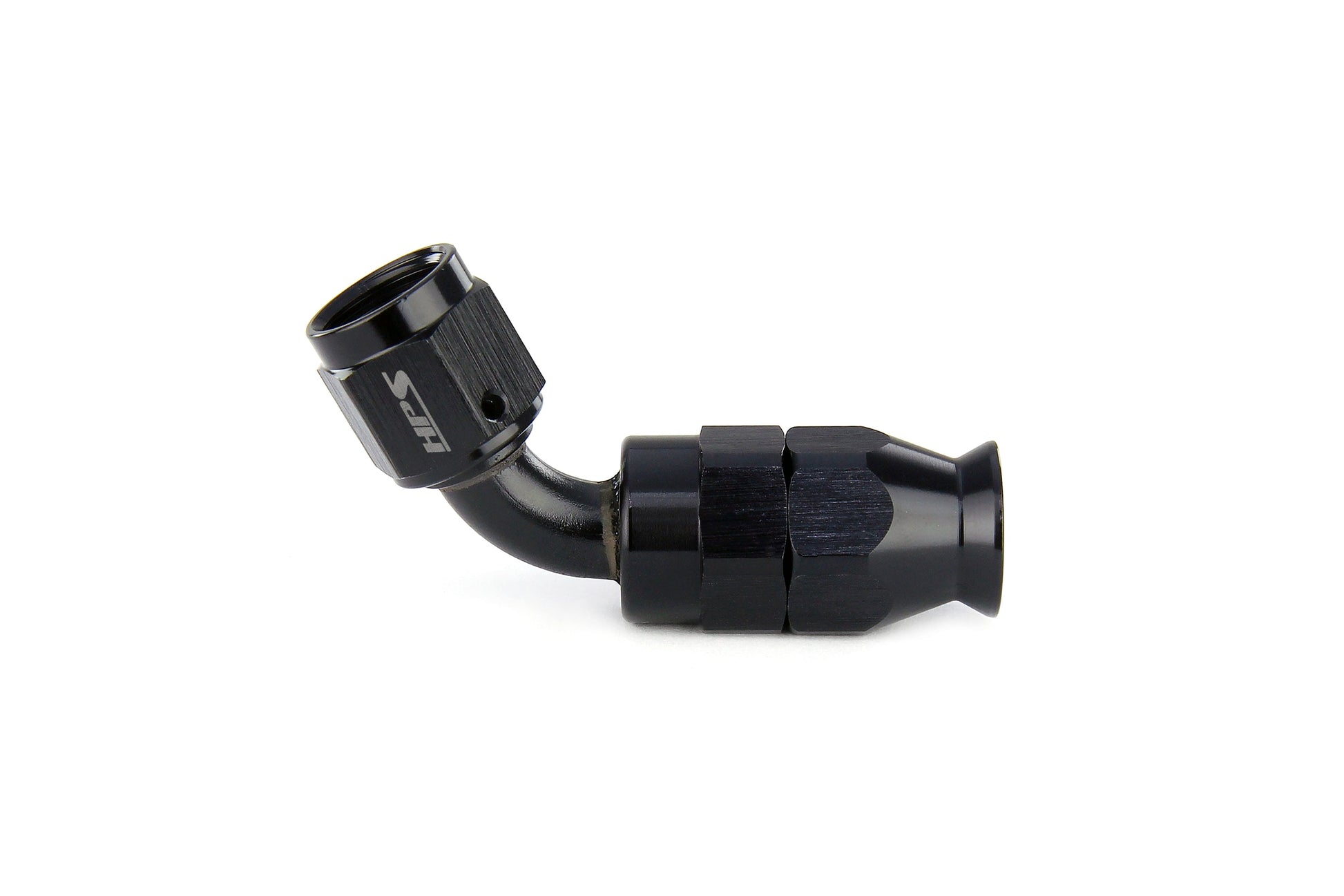 HPS Performance Black Aluminum 60 Degree Compression Teflon Hose End to AN Female for Stainless Steel Reinforced PTFE Hose