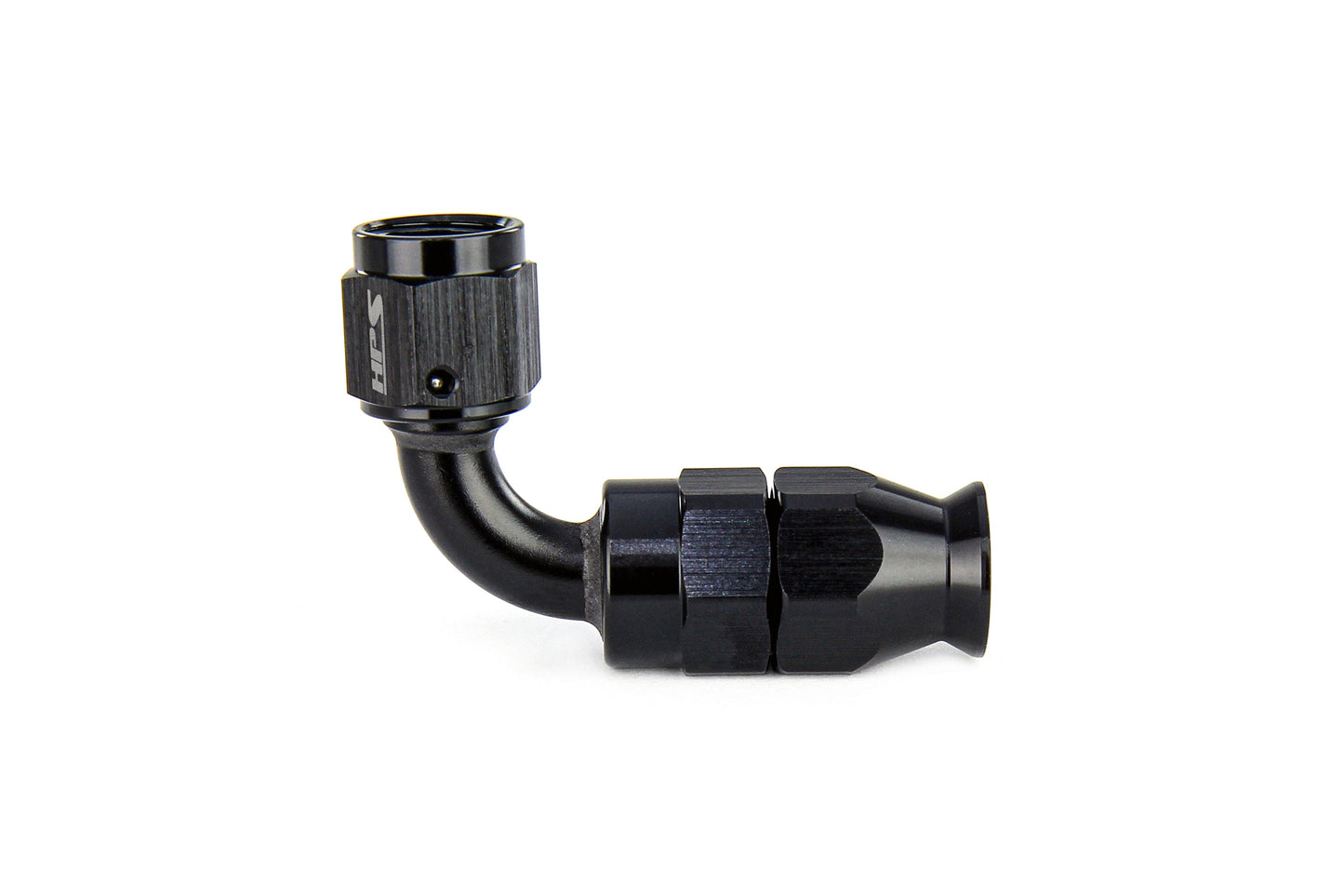 HPS Performance Black Aluminum 90 Degree Compression Teflon Hose End to AN Female for Stainless Steel Reinforced PTFE Hose