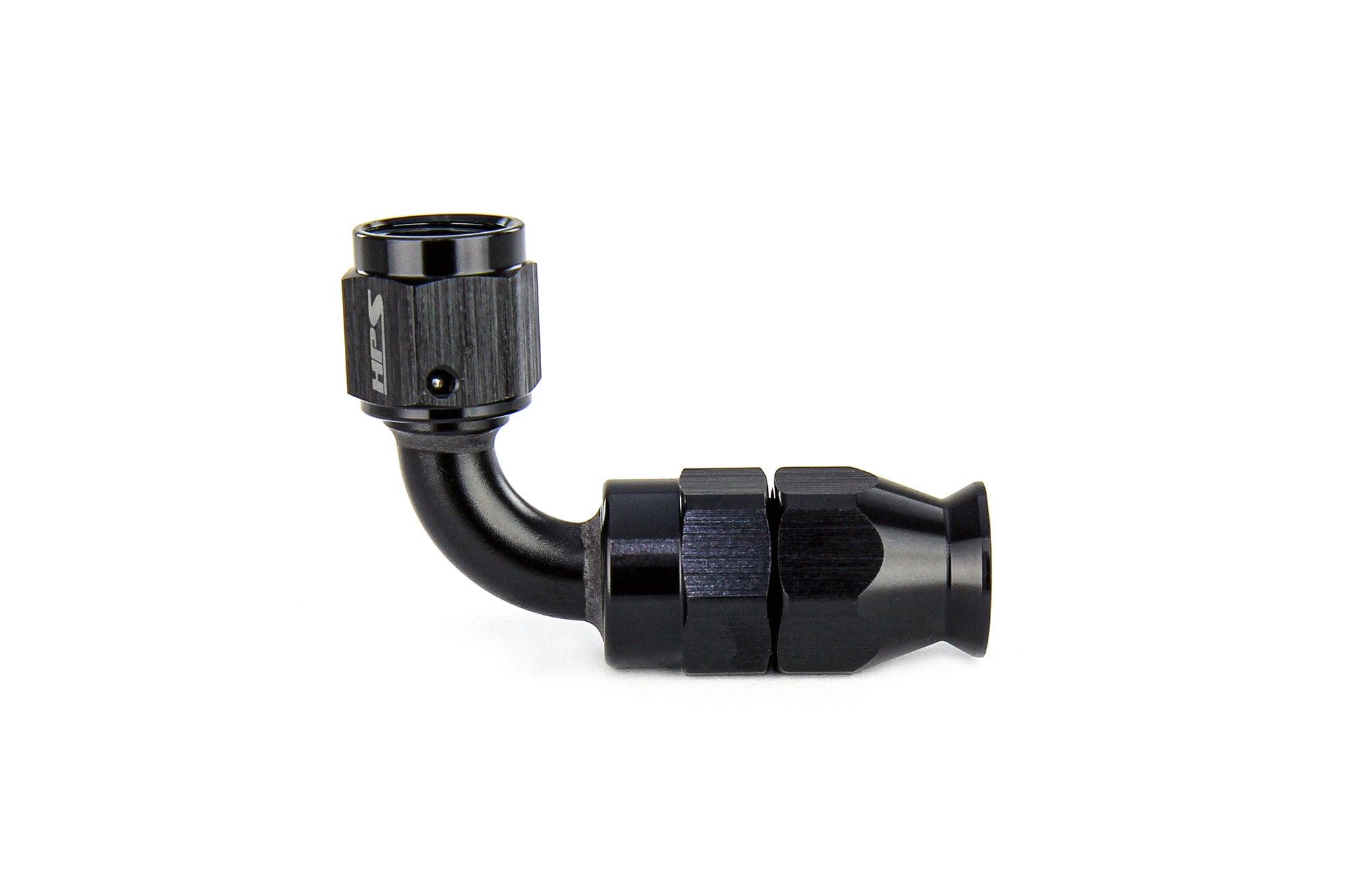 HPS Performance Black Aluminum 90 Degree Compression Teflon Hose End to AN Female for Stainless Steel Reinforced PTFE Hose