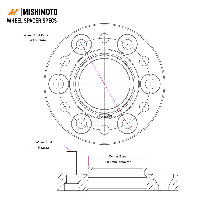 Mishimoto Wheel Spacers - 5x114.3 - 60.1 - 40 - M12 - Black