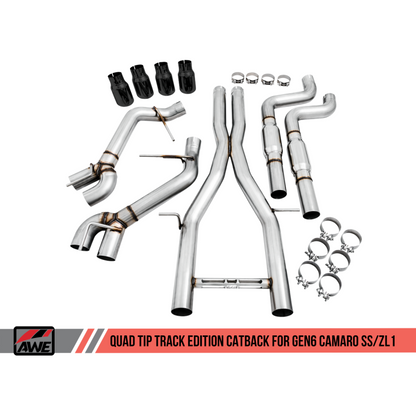 AWE Tuning 16-19 Chevy Camaro SS Resonated Cat-Back Exhaust -Track Edition (Quad Diamond Black Tips)