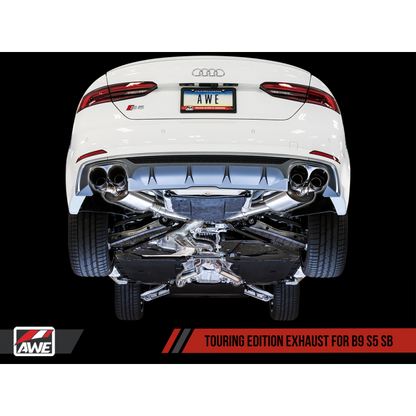 AWE Tuning Audi B9 S5 Sportback Touring Edition Exhaust - Non-Resonated (Black 102mm Tips)