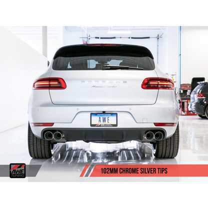 AWE Tuning Porsche Macan Track Edition Exhaust System - Chrome Silver 102mm Tips