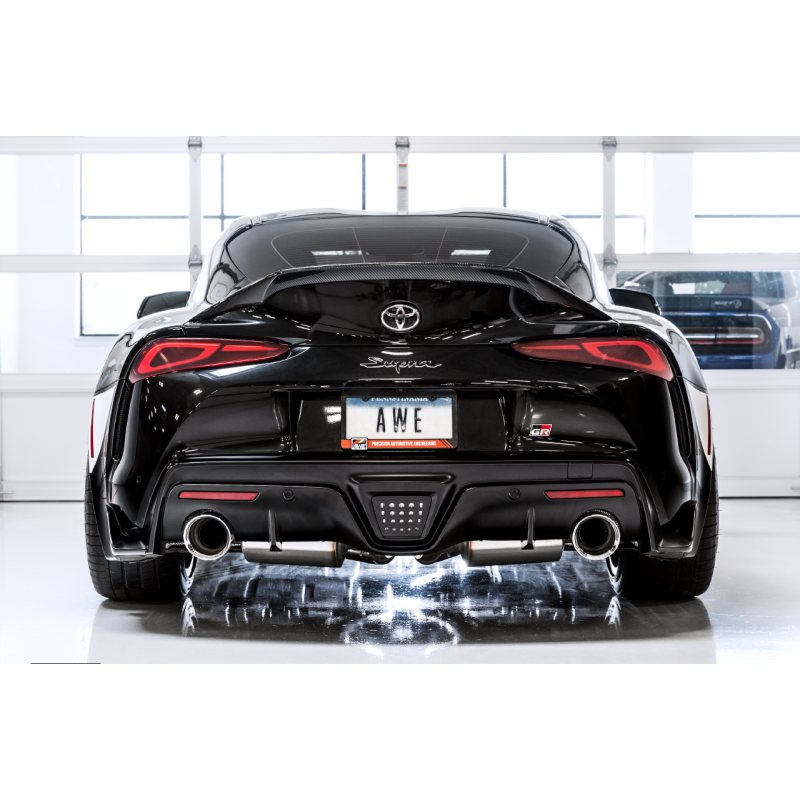 AWE Tuning 2020+ Toyota Supra A90 Resonated Touring Edition Exhaust - 5in Chrome Silver Tips