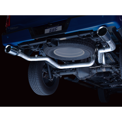 AWE 0FG 21+ Ford F150 Dual Split Rear Exhaust - 5in Chrome Silver Tips