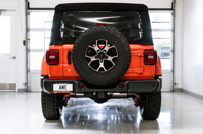 AWE Tuning 2018+ Jeep Wrangler JL/JLU Tread Edition Axle-Back Dual Exhaust - Diamond Black Tips