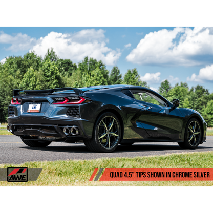 AWE Tuning 2020 Chevrolet Corvette (C8) Touring Edition Exhaust - Quad Chrome Silver Tips
