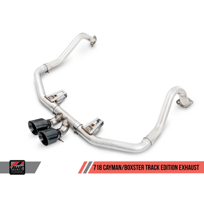 AWE Tuning Porsche 718 Boxster / Cayman Track Edition Exhaust - Diamond Black Tips