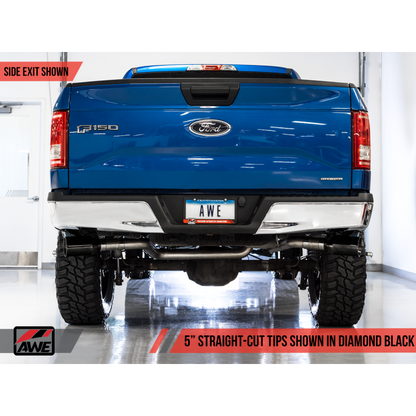 AWE Tuning 2015+ Ford F-150 0FG Dual Exit Performance Exhaust System w/5in Diamond Black Tips
