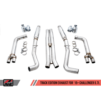 AWE Tuning 2017+ Dodge Challenger 5.7L Track Edition Exhaust - Chrome Silver Quad Tips