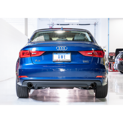 AWE Tuning Audi 8V A3 Touring Edition Exhaust - Dual Outlet Diamond Black 90 mm Tips