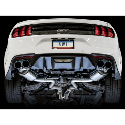 AWE Tuning 2018+ Ford Mustang GT (S550) Cat-back Exhaust - Touring Edition (Quad Chrome Silver Tips)