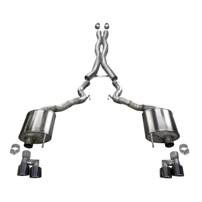 Corsa 18-20 Ford Mustang GT Convertible w/o Active Valves Sport Cat-Back w/ Black PVD 4in Tips