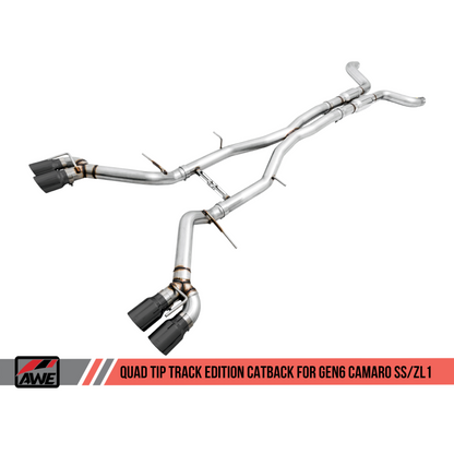 AWE Tuning 16-19 Chevy Camaro SS Resonated Cat-Back Exhaust -Track Edition (Quad Diamond Black Tips)