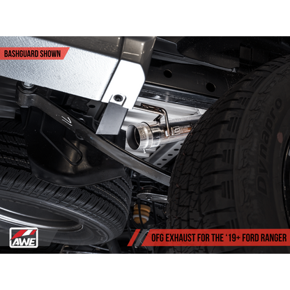 AWE Tuning 2019+ Ford Ranger 0FG Performance Exhaust System w/Chrome Silver Tips & Bash Guard