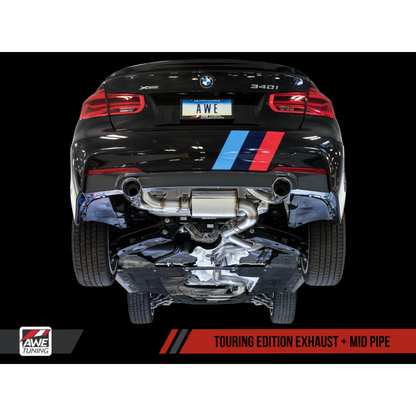 AWE Tuning BMW F3X 340i Touring Edition Axle-Back Exhaust - Chrome Silver Tips (90mm)