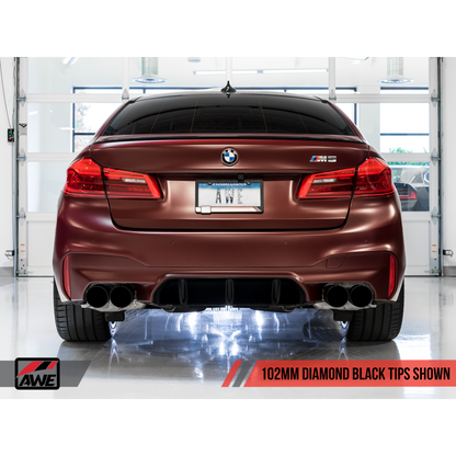 AWE Tuning 18-19 BMW M5 (F90) 4.4T AWD SwitchPath Axle-back Exhaust - Diamond Black Tips