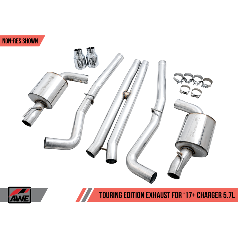 AWE Tuning 2017+ Dodge Charger 5.7L Track Edition Exhaust - Diamond Black Tips