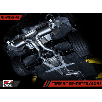 AWE Tuning 2020+ Toyota Supra A90 Resonated Touring Edition Exhaust - 5in Chrome Silver Tips