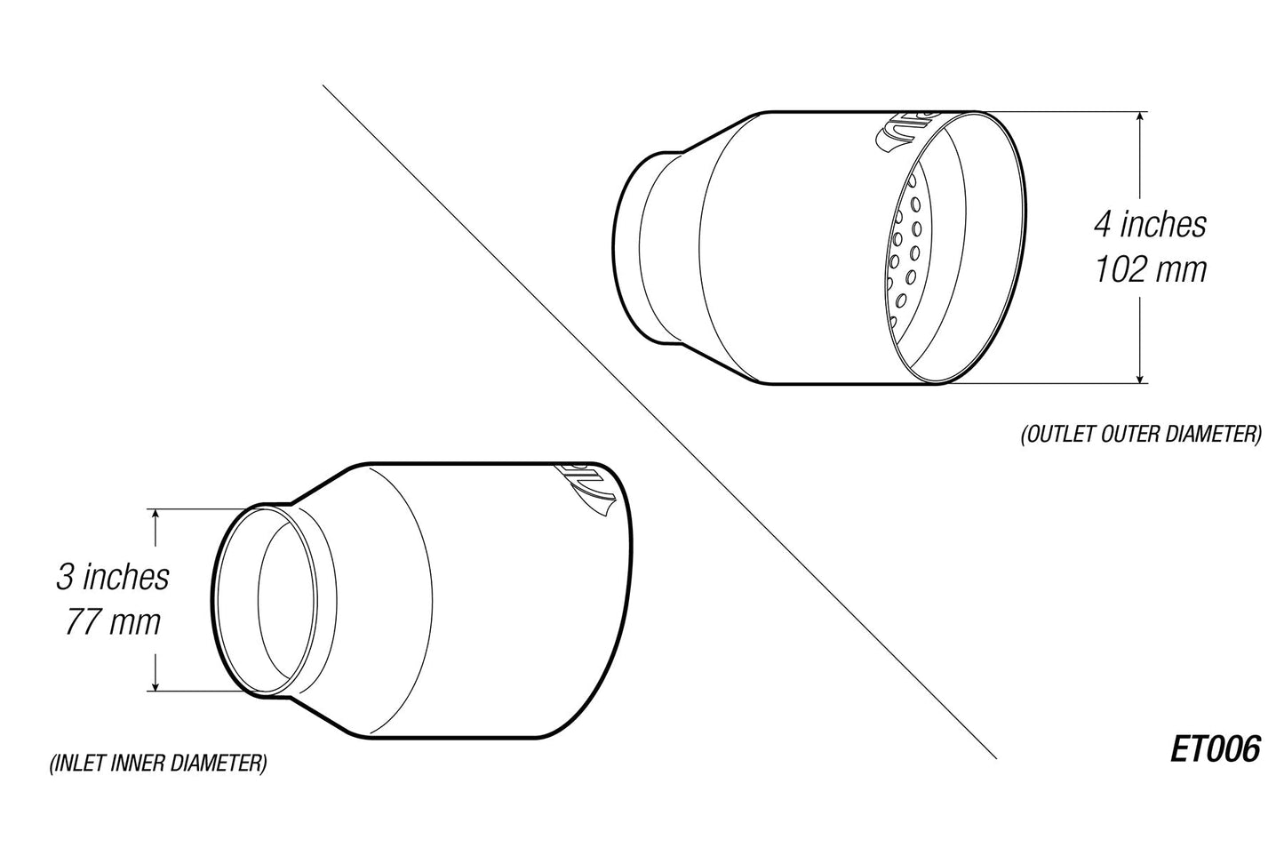4" Universal Exhaust Tip ET006 (Burnt/Polish)-Motor Vehicle Exhaust-ARK Performance