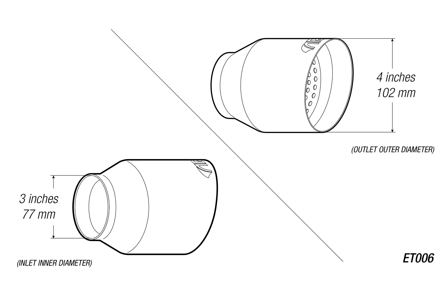 4" Universal Exhaust Tip ET006 (Burnt/Polish)-Motor Vehicle Exhaust-ARK Performance
