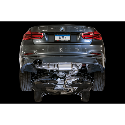 AWE Tuning BMW F3X N20/N26 328i/428i Touring Edition Exhaust Quad Outlet - 80mm Chrome Silver Tips