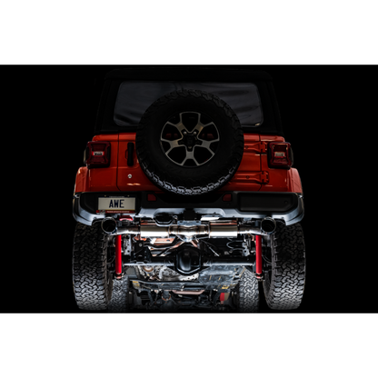 AWE Tuning 2018+ Jeep Wrangler JL/JLU Tread Edition Axle-Back Dual Exhaust - Diamond Black Tips
