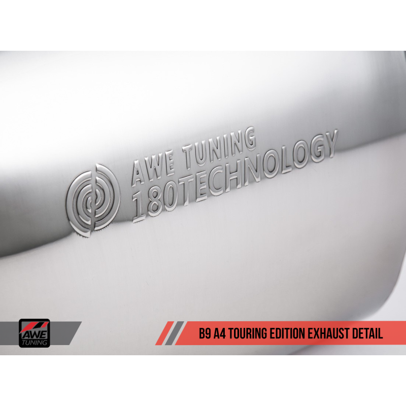 AWE Tuning Audi B9 A4 Touring Edition Exhaust Dual Outlet - Chrome Silver Tips (Includes DP)