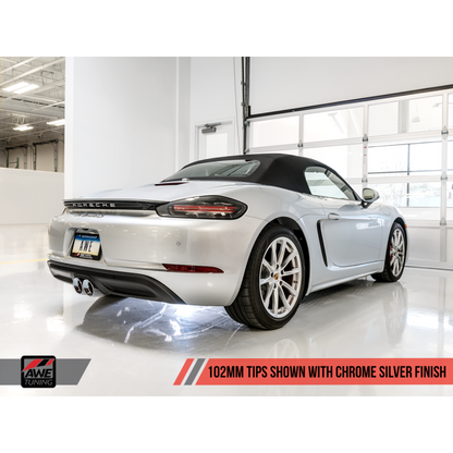 AWE Tuning Porsche 718 Boxster / Cayman Touring Edition Exhaust - Chrome Silver Tips