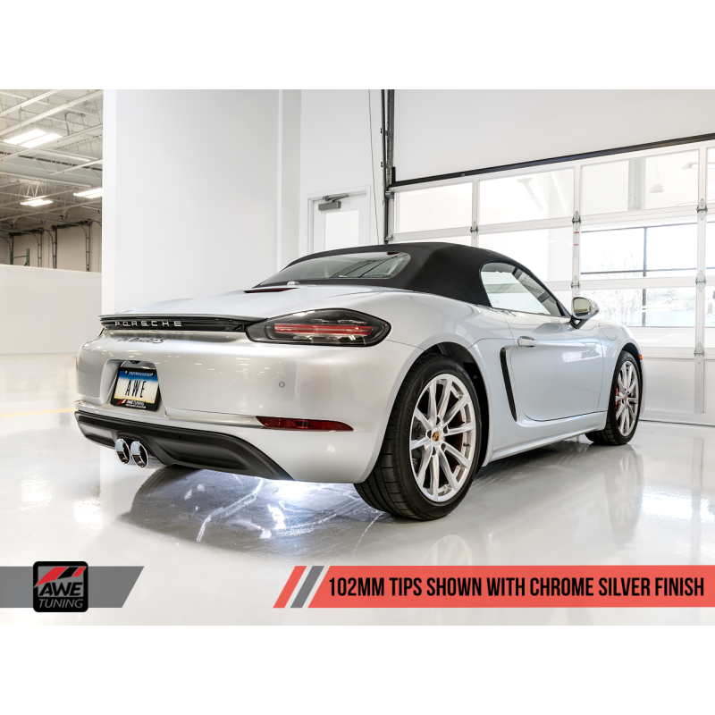 AWE Tuning Porsche 718 Boxster / Cayman Track Edition Exhaust - Chrome Silver Tips