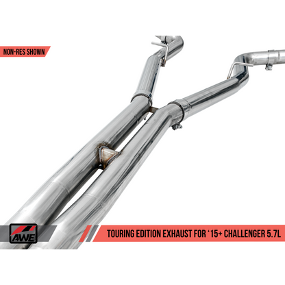 AWE Tuning 2017+ Challenger 5.7L Touring Edition Exhaust - Non-Resonated - Chrome Silver Quad Tips