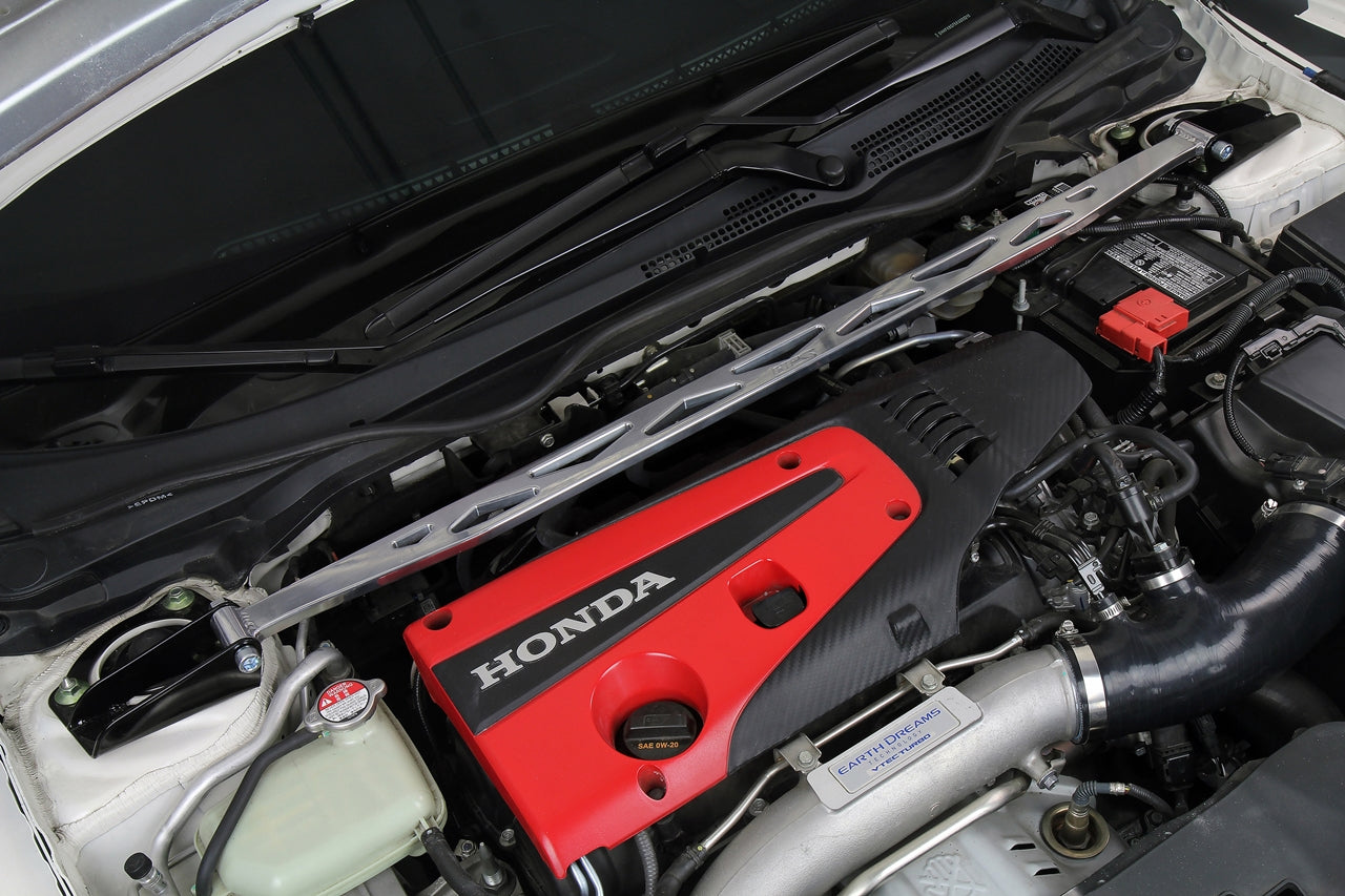 HPS Performance Front Strut Bar 2017-2025 Honda Civic Type R, Polished, 42-113P