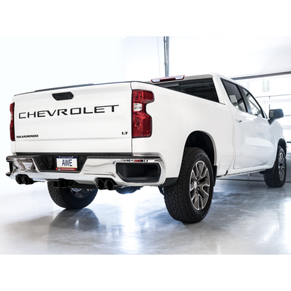 AWE Tuning 4th Gen GM 1500 5.3L 0FG Catback Split Rear Exit (w/ Bumper Cutouts) - Quad Diamond Tips