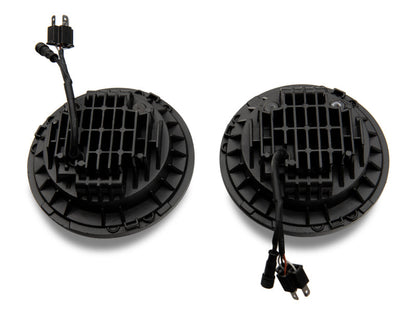 Raxiom 97-18 Jeep Wrangler TJ/JK Axial 7-Inch LED Headlights w/RGB Halo- Black Housing (Clear Lens)