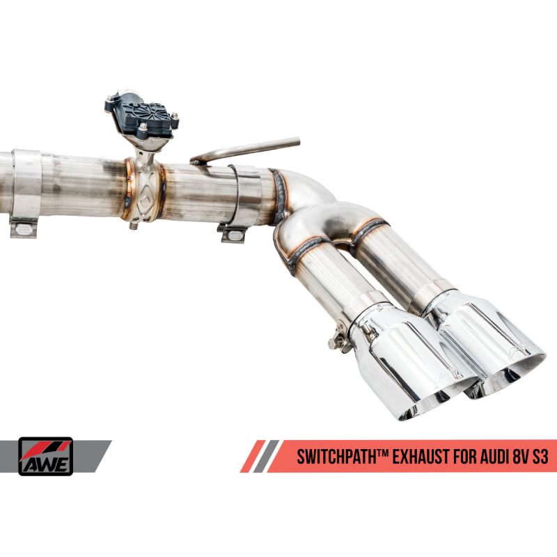 AWE Tuning Audi 8V S3 SwitchPath Exhaust w/Chrome Silver Tips 102mm