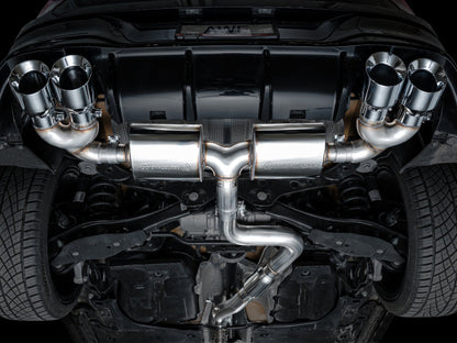 AWE Tuning MK8 Volkswagen Golf R 3in Touring Edition Quad Exhaust - Chrome Silver Tips