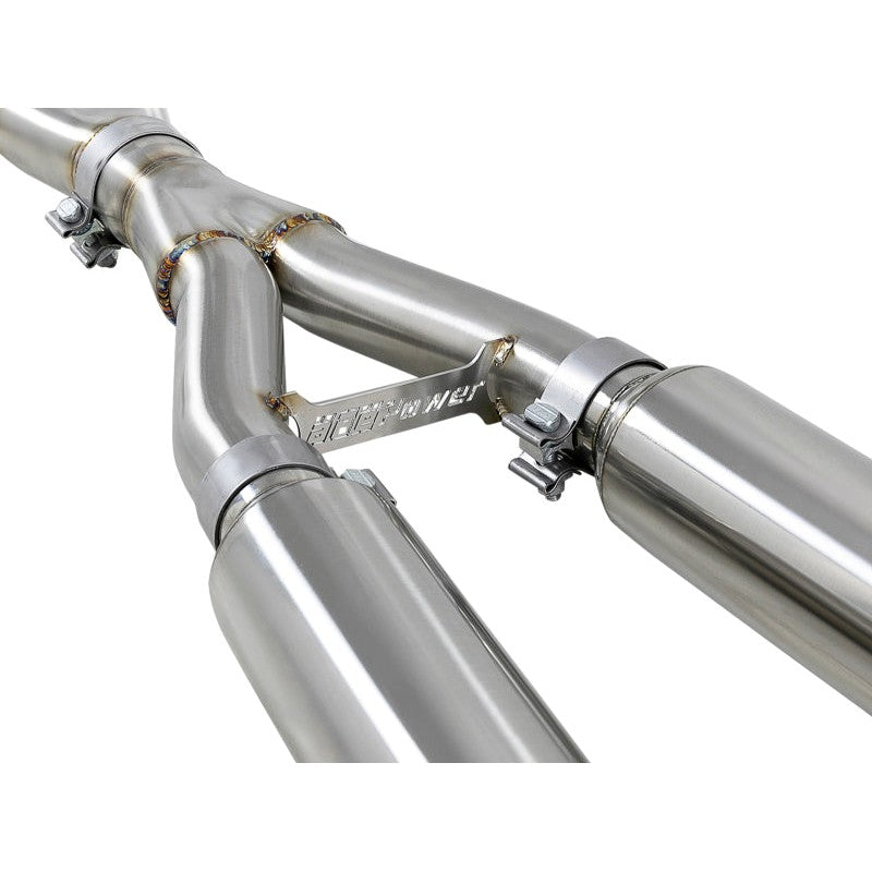 aFe POWER Takeda 2.5in 304 SS CB Exhaust w/ Blue Flame Tips 17-19 Infiniti Q60 V6-3.0L (tt)